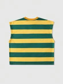 ROMWE MEN Camiseta de tirantes holgada con decoración de remaches y rayas para hombre - Amarillo - Ver 3