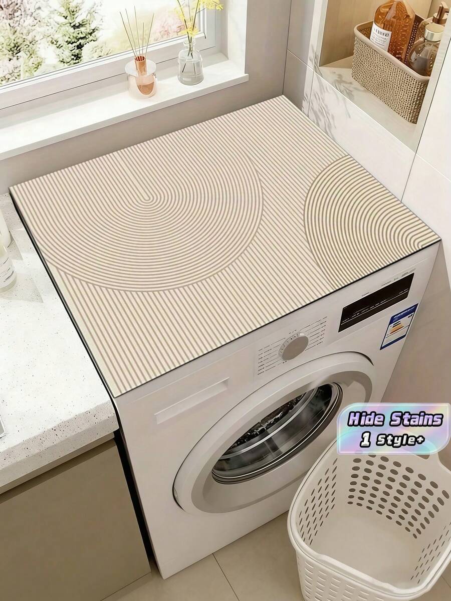 1PC Non Slip Quick Dry High Absorbent Hide Stains Diatomaceous Mud Material Modern Geometric Striped Off White Washer Dryer Top Cover Protector Mat Laundry Room Home Multi Scene Use - Multicolor - View 1