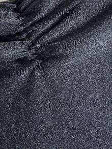 Swim Chiccia Swim Chicsea Women's Solid Color Black Beaded Tie Strap Shoulder Strap Ruched Detail Elegant Tropical Beach Vacation Summer Swimsuit Set - Black - View 7