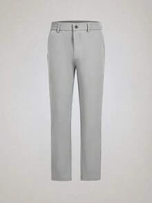 Officeau Men's Letter Embroidered Pocket Straight Leg Thin Casual Pants - Light Grey - View 3