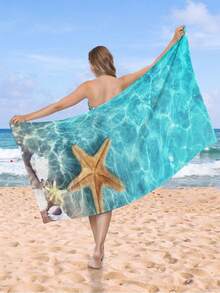 1pc Sea Star Beach Mat Fast Drying Sandproof Soft Microfiber Lightweight Compact For Summer Travel Swim Pool Gym Yoga Camping Outdoor Sports - Starfish 1 - View 5