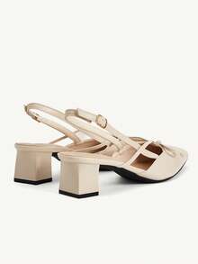CUCCOO CHICEST Sandalias de tacón grueso con punta y lazo color albaricoque, diseño de espacio trasero, zapatos de temperamento para uso diario y desplazamientos - Lista un color albaricoque - View 11