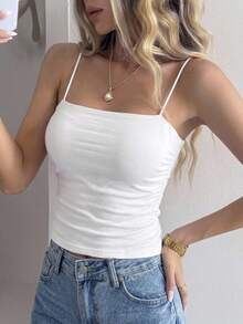 DAZY Débardeur en jersey froncé - Beige - Voir 11