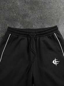 STYNVO Young Men's Casual Street Style Embroidered Badge Sweatpants, Style Wide Leg - Black - View 5
