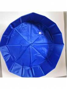 This Blue, Collapsible Pet Swimming Pool Is A Portable Outdoor Pool Suitable For Dogs To Swim And Cats To Play In. It's Large And Features A Drain For Easy Cleaning. Made Of Sturdy And Durable Material, It's Multi-Functional. - Blue - View 9