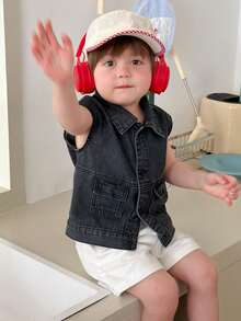 DAZY Infant/Toddler (Boy) Casual Washed Denim Shirt With Turn-Down Collar - Black - View 4