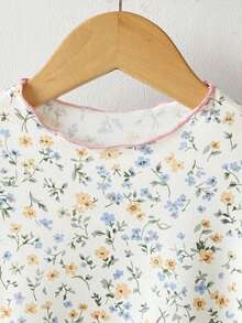 Gaun Pullover Lengan Pendek Motif Bunga dan Biru untuk Bayi/Balita (Perempuan) - MultiWarna - View 6