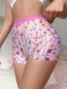 PetitDoll 1pc Women's Casual Printed Chain Shorts - Multicolor - View 1