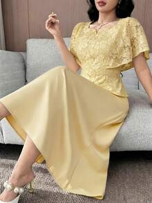 Feyla 女款花卉印花上衣與裙子休閒日常兩件套 - 黃色 - 查看 9