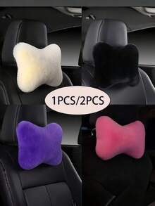 2PCS Plush Comfortable Car Neck Pillow Headrest Soft Breathable Ergonomic Support For Car Seat Driver Passenger Travel Long Drive Home Office Car Interior Accessories - Multicolor - View 3