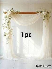 1PC 118 Inch 9.83Ft Elastic Satin Backdrop Curtain Opaque Wrinkle Free Solid Color Wedding Party Engagement Ceremony Stage Photography Background Anniversary Birthday Valentines Halloween Room Decor Champagne Seasonal Decorations Must Haves - milky white - View 6