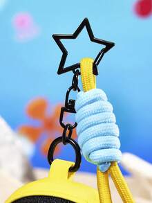 SpongeBob SquarePants | SHEIN 1個黃色海綿卡通主題迷你零錢包，附腕帶與星星掛鉤，聚酯纖維小鑰匙圈收納袋，便攜可愛，適合存放硬幣、卡片與耳機，卡通迷完美禮物 - 黃色 - 查看 4