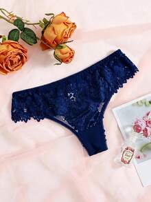SHEIN Bragas de encaje sin costuras (1 pieza) - Azul - Ver 3