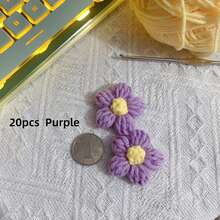 20朵手工钩织毛线泡泡花，可作服装配饰、胸针、包包装饰、人造花束配件，毛线手工钩织花朵，钩织毛线泡泡花成品DIY配饰花朵 - 多色 - 查看 16