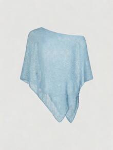 ROMWE Hippie Strandurlaub entspanntes lockeres Cut Out Strick Damen Stricktop - Babyblau - Übersicht 2