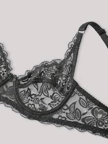 Hourtrue Floral Lace Underwire Bra Set - 2 Packs Sexy Lingeriefor Summerfor Summer - Black and White - View 8