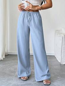 Flirla Women Solid Color Casual Pants, Suitable For Summer Fall Cloth For Women - Blue - View 3