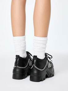 ROMWE Grunge Punk Giày Gothic buộc dây kiểu Punk Rock Y2K màu tối dành cho nữ, Giày lười màu đen, Giày da Mary Jane nhỏ buộc dây, Giày công sở trang trọng, Giày cao gót đế xuồng & đế xuồng, Giày Halloween - màu đen - Xem 10