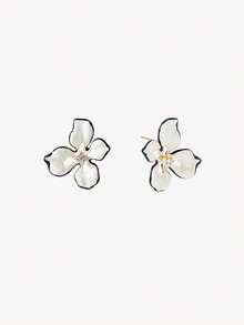 Opalesca 18k Gold-Plated Flower Drop Glaze Earrings Temperament Versatile Earrings,Premium/Elegant/Classy/Dailywear/Minimalist,Pearl/Crystal,For Mom/Women/Girl/Mother,Engagement/Wedding/Promise,Summer/Beach/Prom/Party/Holiday/Vacation,Fairycore/Mermaid Core - White - View 4