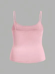 SHEIN BASICS 女款大尺碼修身休閒百搭細肩帶背心上衣夏季 - 彩色 - 查看 8