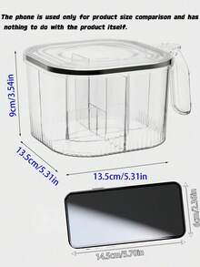 1pc Multi-Compartment Seasoning Box With Lid, Transparent Spice Jars For Salt, Pepper, Monosodium Glutamate, Kitchen Condiment Storage Container With Spoon - Black (with 4 spoons) - View 4