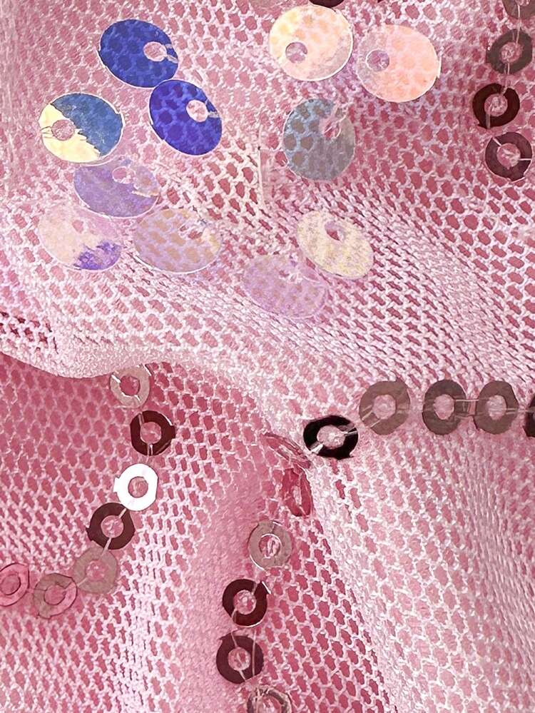 Costavie 女款2件組夏季海灘比基尼套裝，亮片刺繡面料，後綁帶細肩帶上衣與比基尼泳褲，海濱泳裝 - 粉色 - 查看 6