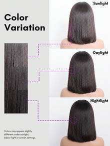 ALL READY WIG 防滑 Yaki 直髮波波假髮 人髮 5x5 Bye Bye Knots 蕾絲前緣 無膠抽繩假髮 分層剪裁 預拔髮 預剪臉框羽毛層 180% 密度 即戴式假髮 - Natural Black - 查看 14