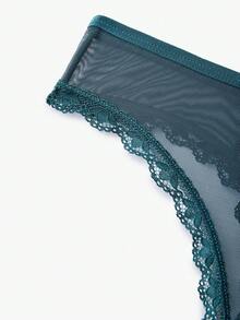Bisouelle Ladies' Lace & Mesh Bra & Panty Lingerie Setfor Summerfor Summer - Dark Green - View 12