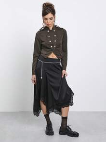 COUREZ Military Napoleon Drummer Fitted Jersey Jacket Y2K Vintage Autumn Fall For Women Going Out Night Out Club Olive Green - Mocha Brown - View 5