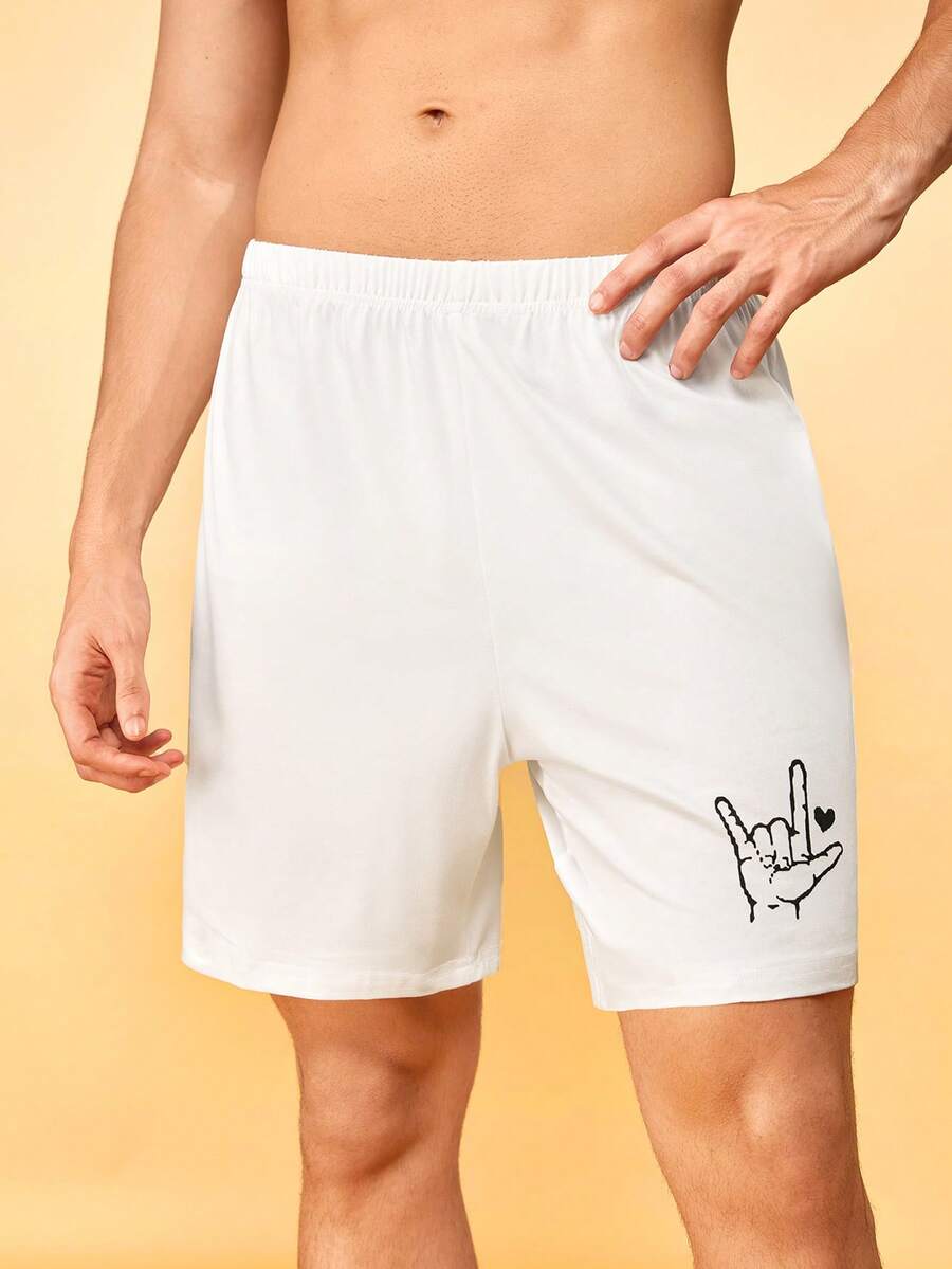 Notgurli Men's Printed Elastic Waist Loose Fit Loungewear Bottoms - White - View 1
