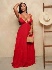 BamGleam 2025 New Women's Yellow Long Sexy Slip Dress – Perfect For Vibrant Vacations, Beach Getaways, And Everyday Comfort - Red - View 1