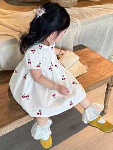 Dazy Kids 嬰兒/幼兒（女童）圓領刺繡卡通可愛無袖中長洋裝 夏季 - 白色 - 查看 1