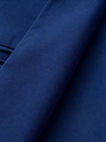 Manfinity Mode Blazer de negocios de manga larga con botones de unicolor para hombres, traje formal de oficina para eventos nocturnos, ceremonias - Azul Marino - Ver 5