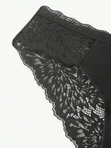 Bisouelle 純色蕾絲拼接簡約舒適三角褲 - 查看 3