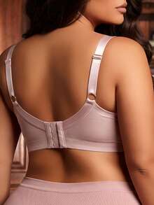 Divavoom Plus Size Women Contrast Lace Bow Decor Fashion Underwire Bra - Apricot - View 2