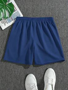 Manfinity EMRG Men's Casual Drawstring Waist Loose Wide Leg Shorts, Suitable For Spring And Summer - Royal Blue - View 2
