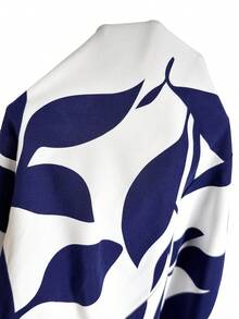 Linhara CURVE Plus Size Women's Vacation Print One-Shoulder Ruffle Gathered Jumpsuit - Navy Blue - View 5