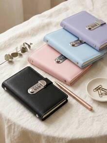 Haus Hana Password Lock Savings Book Storage Bag, Round Buckle Password Lock Mirror Savings Book, Magnetic Buckle Savings Book, Cash Savings Book, Can Hold Cash Storage Bag, Savings Clip, Money Book, Storage Book, Can Hold Banknotes, Commemorative Banknotes - Multicolor - View 2