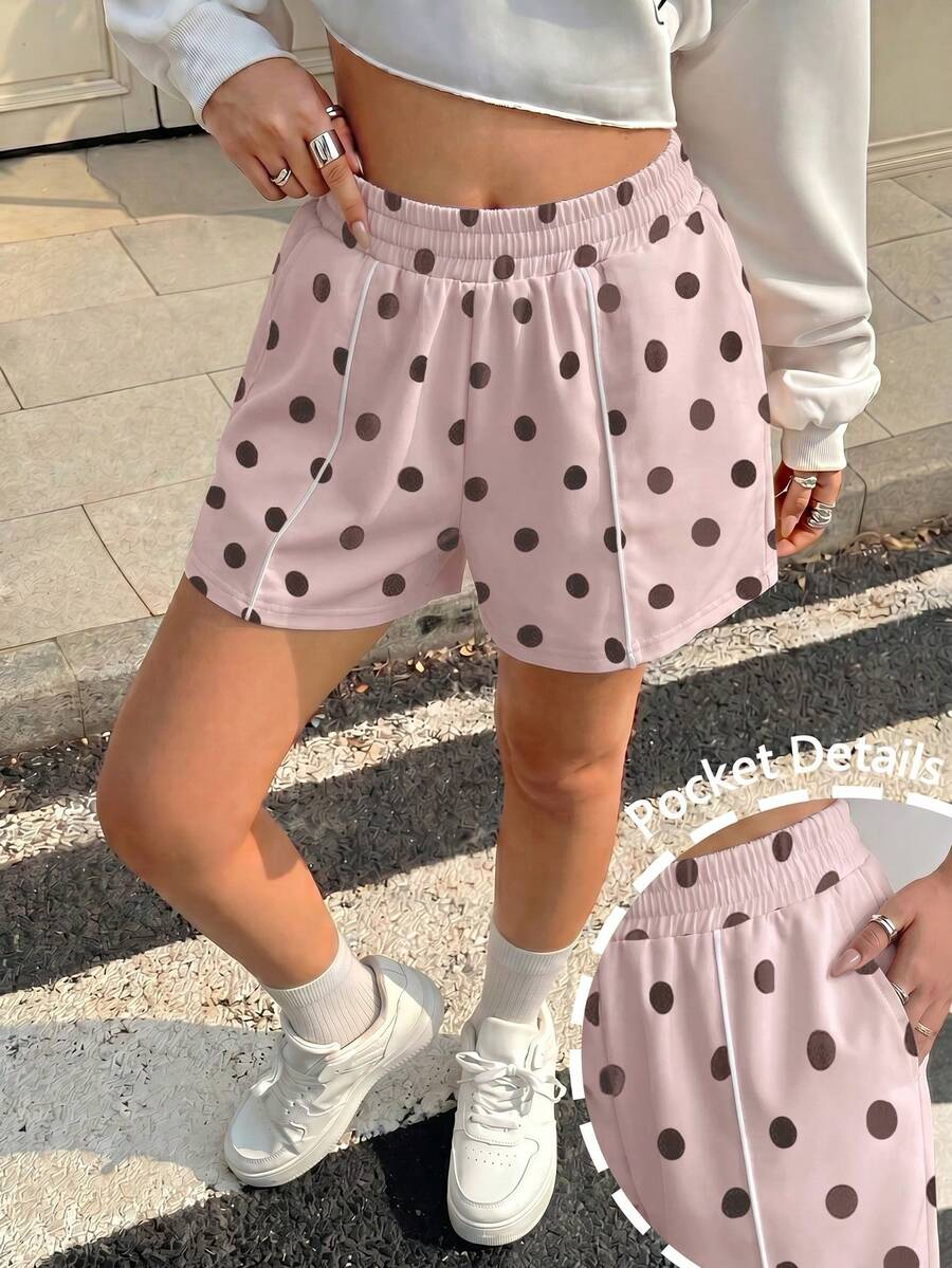 Aidyla 女士休闲弹力腰短裤 - 粉色 - 查看 1
