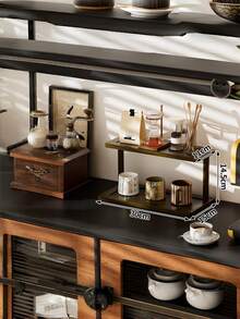 1 pieza Estantería con base antideslizante ahorradora de espacio para espacios pequeños, organizador de almacenamiento multifuncional para cosméticos, especias, frascos, cestas, decoración de encimera de cocina, acabado natural para decoración del hogar - Nuez - Ver 18