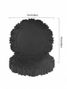 1PC 6PCS Alas Meja Bundar Kulit Imitasi Tebal Hitam Bergaya Vintage, Dapat Dicuci, Tahan Panas, untuk Restoran, Hotel, Rumah, Anti Selip, Kulit Sintetis, Dapat Digunakan Kembali, Alas Meja untuk Dekorasi Ruang Makan dan Dapur - Hitam - View 7