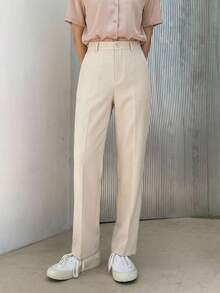 DAZY Casual Business Solid Color Straight Leg Pants Low Rise - Apricot - View 11