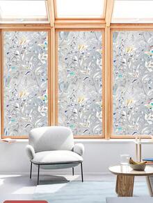 Haus Hana 1 Roll Holographic Silver Floral Window Film, 44.5cm(17.5in) Static Cling Non-Adhesive Privacy Glass Sticker, UV Blocking, With Installation Tools - Laser Tulip - View 7