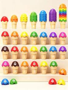 MINKOJA Ice Cream Counting And Color Sorting Stacking Toys, ABC Learning Toy, Number Math Games Learning Toy - Multicolor - View 1