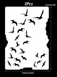 Joivida 1/2/3Pcs Plastic Bird Pattern Stencils, Reusable Durable Plastic Templates For DIY Crafts Handmade Projects - multicolor - View 9