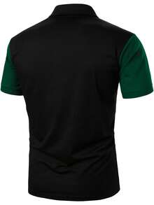 Calvornis Men's Colorblock Patchwork Short Sleeve Casual Polo Shirt - Multicolor - View 2