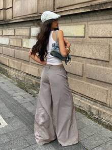 Coolane Women's Summer Streetwear Casual Basic Daily Wear Going Out Graphics Striped Butter Brown Low Rise Straight Pants - Coffee Brown - View 6