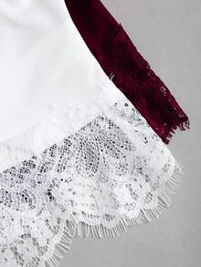 Conjunto de 2 piezas de top camisola minimalista con borde de encaje, asimétrico y sin tirantes, de seda de leche suave, elegante para el trabajo y uso diario, para primavera/verano - Multicolor - Ver 7