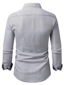 Manfinity Bizformal Áo sơ mi nam công sở thời trang casual in họa tiết cài nút tay dài - Đen và trắng - Xem 2