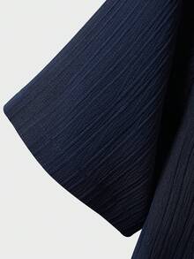 Manfinity Homme Áo sơ mi nam cài nút phía trước và quần short cạp rút trơn không có áo phông, đi chơi, trang phục thoải mái - Màu xanh hải quân - Xem 4